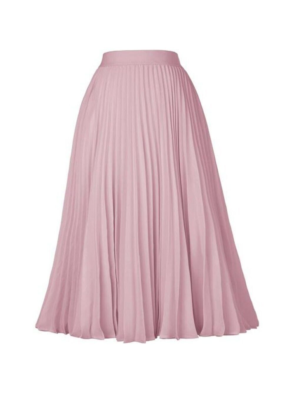 Womens Pleated Chiffon Midi Skirt High Waist Flowy A Line Swing Skirt Lined